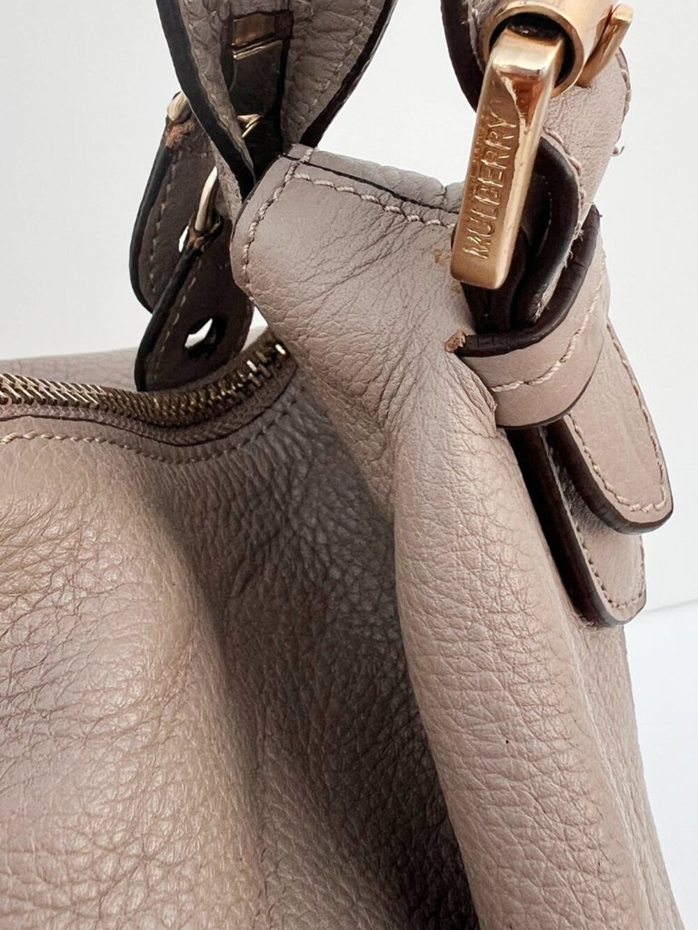 MULBERRY Taupe Pebbled Leather Slouchy Hobo Bag - Picture 6 of 16